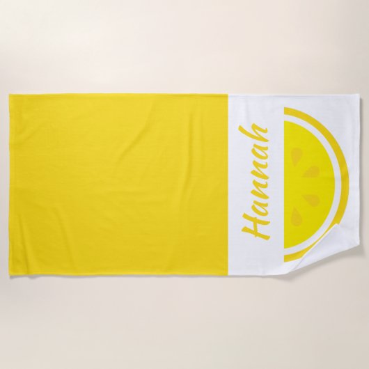 Gepersonaliseerde gele Lemon Strandlaken (Voorkant)