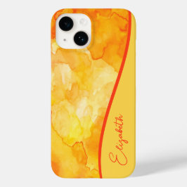 Gepersonaliseerde Gele Oranje Waterverf Case-Mate iPhone 14 Hoesje