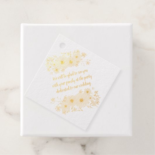 Gepersonaliseerde gele paarse uitnodiging. bedankjes labels (Met doos)