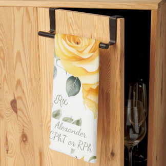Gepersonaliseerde Gele Roos & RX Apotheek Theedoek