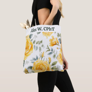 Gepersonaliseerde Gele Rozen en RX Symbool Canvas Draagtas