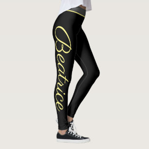 Gepersonaliseerde gele script joga fitness en gym leggings