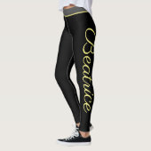 Gepersonaliseerde gele script joga fitness en gym leggings (Links)