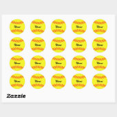 Gepersonaliseerde gele softbal stickers (Vel)