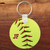 Gepersonaliseerde gele softball sleutelhanger (Voorkant)