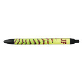Gepersonaliseerde gele softball zwarte inkt pen (Voorkant)