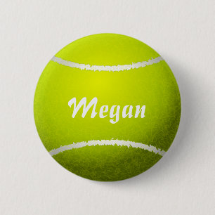 Gepersonaliseerde gele tennisbal ronde button 5,7 cm