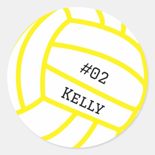 Gepersonaliseerde Gele Volleybal Stickers (Voorkant)