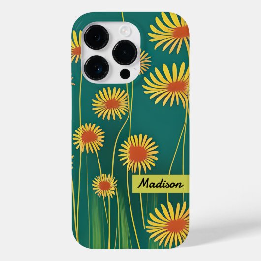Gepersonaliseerde gele wilde bloemen Case-Mate iPhone case (Achterkant)