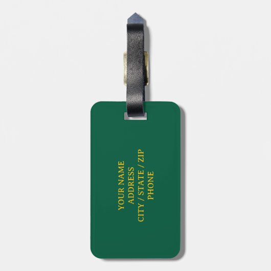 Gepersonaliseerde gele zittende kat silhouet reize bagagelabel (Achterkant verticaal)