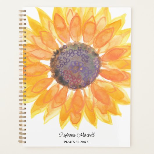 Gepersonaliseerde Gele Zonnebloem Planner (Voorkant)