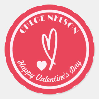 Gepersonaliseerde gelukkige Valentijnsdag | Aangep Ronde Sticker