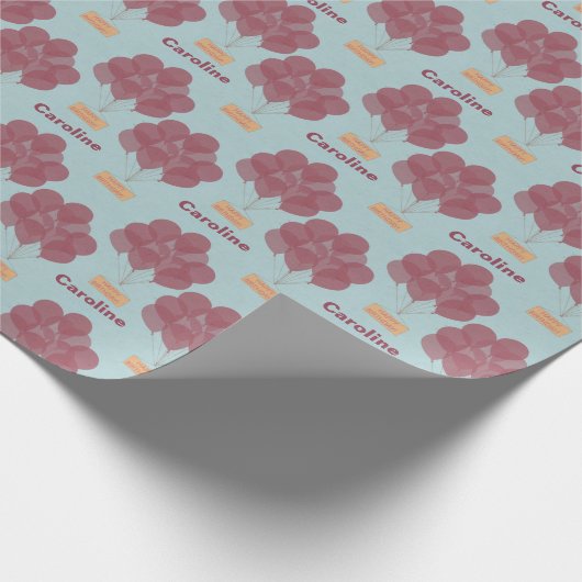 Gepersonaliseerde gelukkige verjaardagsballonnen cadeaupapier (Hoek)