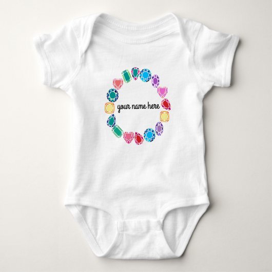 Gepersonaliseerde Gemstenen Baby Bodysuit (Voorkant)