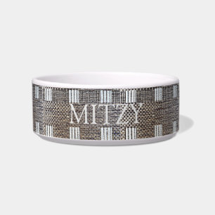 Gepersonaliseerde Genoemd Grijs & Off-White Square Voerbakje