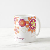 Gepersonaliseerde Geometrische Retro Bloemen mok (Voorkant rechts)