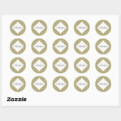 Gepersonaliseerde Geometrische Warm Neutrals Hexag Ronde Sticker (Vel)