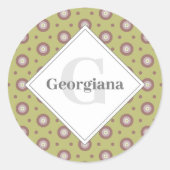 Gepersonaliseerde Geometrische Warm Neutrals Hexag Ronde Sticker (Voorkant)
