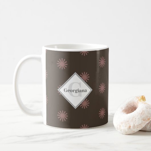 Gepersonaliseerde geometrische warme neutrale brui koffiemok (Met donut)