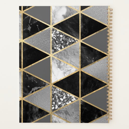 Gepersonaliseerde geometrische zwarte en witte mar planner (Achterkant)