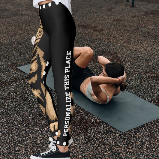 Gepersonaliseerde Gepersonaliseerd Kat Dier Zwart  Leggings