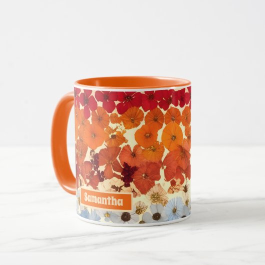 Gepersonaliseerde geperste bloem ombre mok (Voorkant links)