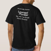 Gepersonaliseerde Geregistreerde Loodgieter Ondern T-shirt (Achterkant)
