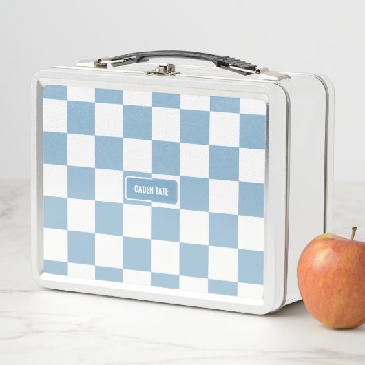 Gepersonaliseerde geruite iris baby blauw (In situ)