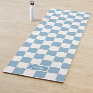 Gepersonaliseerde geruite iris baby blauw yogamat