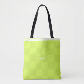 Gepersonaliseerde geruite neon lime groene markeer draagtas (Voorkant)