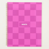 Gepersonaliseerde geruite neon roze markeerstift planner (Voorkant)