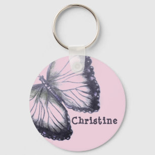 Gepersonaliseerde geschetste vlinder sleutelhanger