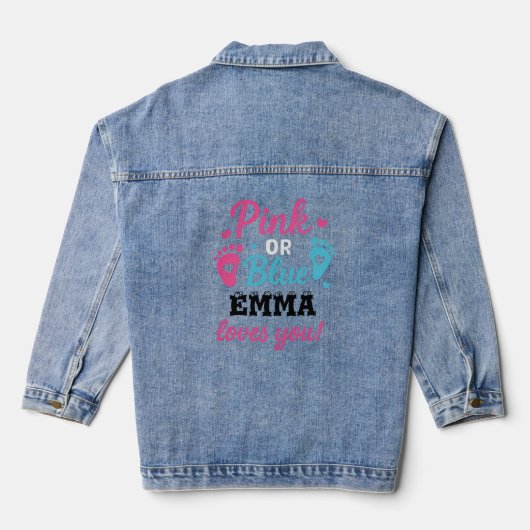 Gepersonaliseerde Geslacht Onthullen Roze of Blauw Denim Jacket (Achterkant)