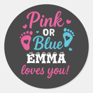 Gepersonaliseerde Geslacht Onthullen Roze of Blauw Ronde Sticker