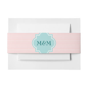 Gepersonaliseerde gestreepte monogram envelop buik uitnodigingen wikkel