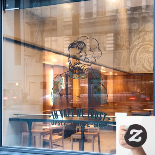 Gepersonaliseerde Getatoeëerde Hipster Vape Winkel Raamsticker (Cafe Raam)