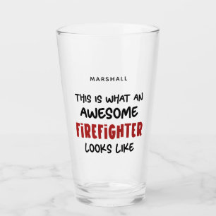 Gepersonaliseerde Geweldige brandweerman Grappige Glas