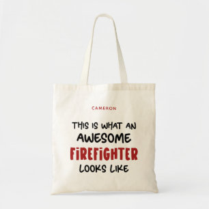 Gepersonaliseerde Geweldige brandweerman Grappige Tote Bag