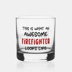 Gepersonaliseerde Geweldige brandweerman Grappige Whisky Glas