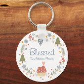 Gepersonaliseerde Gezegend Gezellig Country Cottag Sleutelhanger (Voorkant)