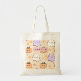 Gepersonaliseerde Gezellige Herfst Halloween Ghost Tote Bag