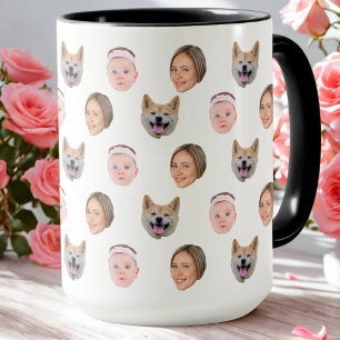 Gepersonaliseerde Gezicht 3 Foto Gift voor Familie Mok