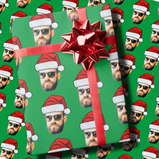 Gepersonaliseerde Gezicht Santa Hat Gift Wrap Grap Cadeaupapier