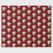 Gepersonaliseerde Gezicht Santa Hat Gift Wrap Grap Cadeaupapier (Vlak)
