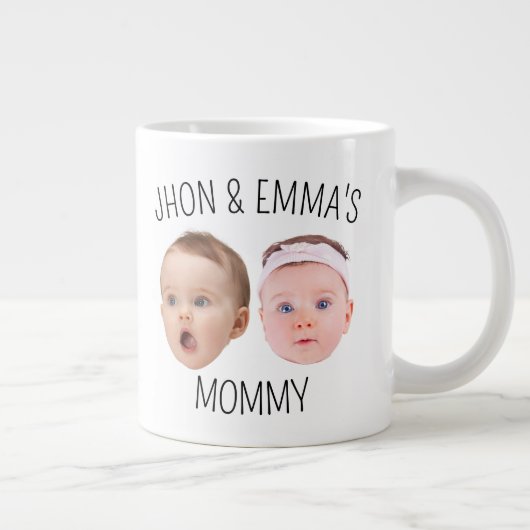 Gepersonaliseerde Gezichtsfoto Mok, Moederdag Gift Extra Grote Beker (Rechts)