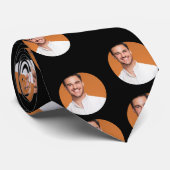 Gepersonaliseerde Gezichtsfoto Zwart Stropdas (Opgerold)