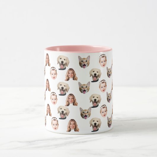 Gepersonaliseerde Gezin Gezicht 4 Foto's Mok (Midden)