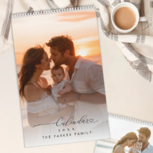 Gepersonaliseerde gezinsfoto-agenda minimale scrip kalender