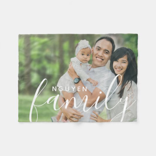 Gepersonaliseerde gezinsmonogram en aangepaste fot fleece deken (Voorkant (Horizontaal))