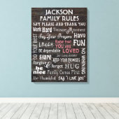 Gepersonaliseerde "gezinsregels" canvas afdruk (Insitu (Houten vloer))